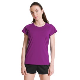 CADMUS Women's Workout Shirts for Running Yoga Tee Shirts Dry Fit,3 Pack,2501,Black & Grey & Purple,Medium