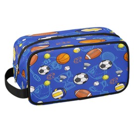 Funky Qiu Toiletry Bag for Boys Man,Travel Toiletry Bag for Woman Comestic Makeup Bag,Waterproof Shaving Bag for Toiletries Accessories Travel Essentials,Soccer Ball Basketball