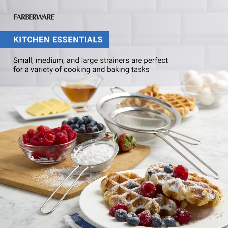 Farberware Professional Set of 3 Strainers, Incudes Small, Medium, and