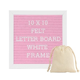 G GAMIT Letter Board Sign White Frame 10x10 - Felt Letter Board Baby Announcement Board with Typewriter Letters, White Letter Board Sign Board&Message Board with Stand and Canvas Bag.
