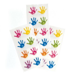 Playhouse Pack of Three Perforated Sticker Half-Sheets for Crafts, Trading & Collecting - Rainbow Handprints