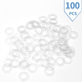 Qjaiune 100 Pack M5 Nylon Washers Clear Flat Washer, 5mm ID 10mm OD 1mm Thickness Faucet Plastic Gasket, Metric Transparent Gasket Sealing Washer Spacer Flat Hose Washer for Water Pipe Water Hose