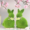 Com-Four® Decorative figures, green ceramic Easter figures, with moss like