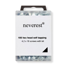 neverest 100x 4,2x16 mm Hex Head Self Drilling Screws with Magnet Bit