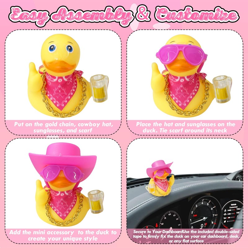 22 Pcs Rubber Duck Car Decorations, Rubber Ducks Bath Toys