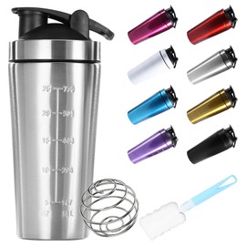 960 ml Shaker Stainless Steel, Protein Shaker Stainless Steel, Protein Shaker, Protein Bottle, Shaker Metal, BPA Free/Leak-Proof/Premium Stainless Steel, Water Bottle with Scale - for Clump Free