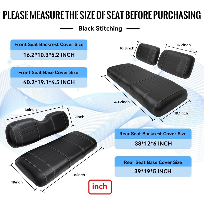 SHUNCHENXIANG 4PCS Golf Cart Seat Covers Kit fits Club Car