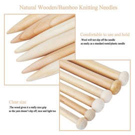 Coopay Hölz Stricknadeln, 3 Paar Jumbo Stricknadeln 15mm, 20mm, 25mm, Klobige Gerade Nadeln für Dickes Garn, Decke, Teppich, Schal und Großes Strickprojekt, Groß Stricknadelset