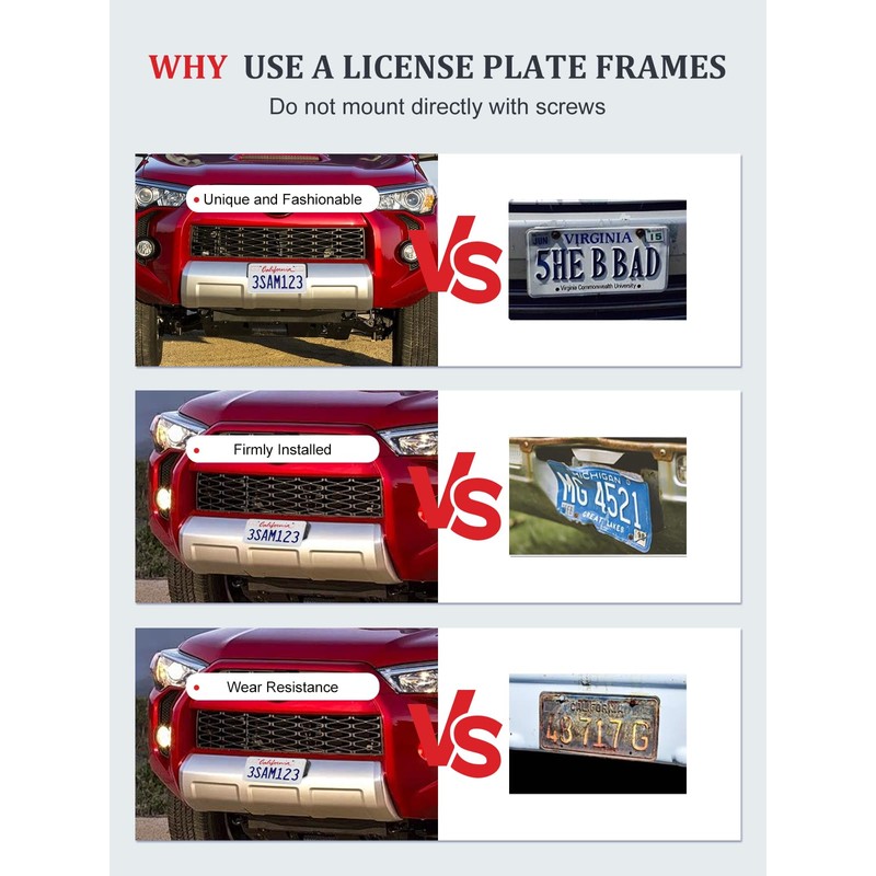 Front License Plate Frame for Toyota 4 Runner 2014-2024 Front