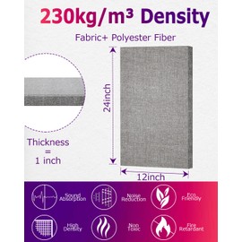 BUBOS BUBOS 4 PCS Acoustic Panels,24'x12' Fabric Soundproof Wall Panels,Self-adhesive Sound Absorbing Panels for Studios, Office, Home Theater (Dark Grey)