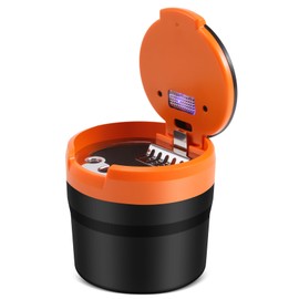 dieyyuca Portable Ashtray with LED Light Auto Cup Holder Ash Tray for Car Smokeless Ashtrays Car Accessories,Black+Orange