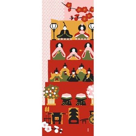 Hamamonyo Picture Tenugui Hina Doll Pink
