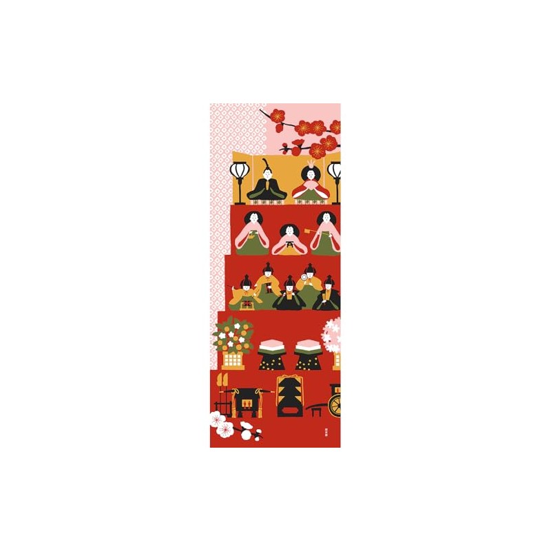 Hamamonyo Picture Tenugui Hina Doll Pink