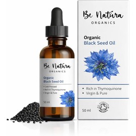 Organic Black Seed Oil 50ml / 1.69 fl oz  – 100% Cold Pressed Nigella Sativa Oil, High Thymoquinone (>2%), Pure Black Cumin (Kalonji)