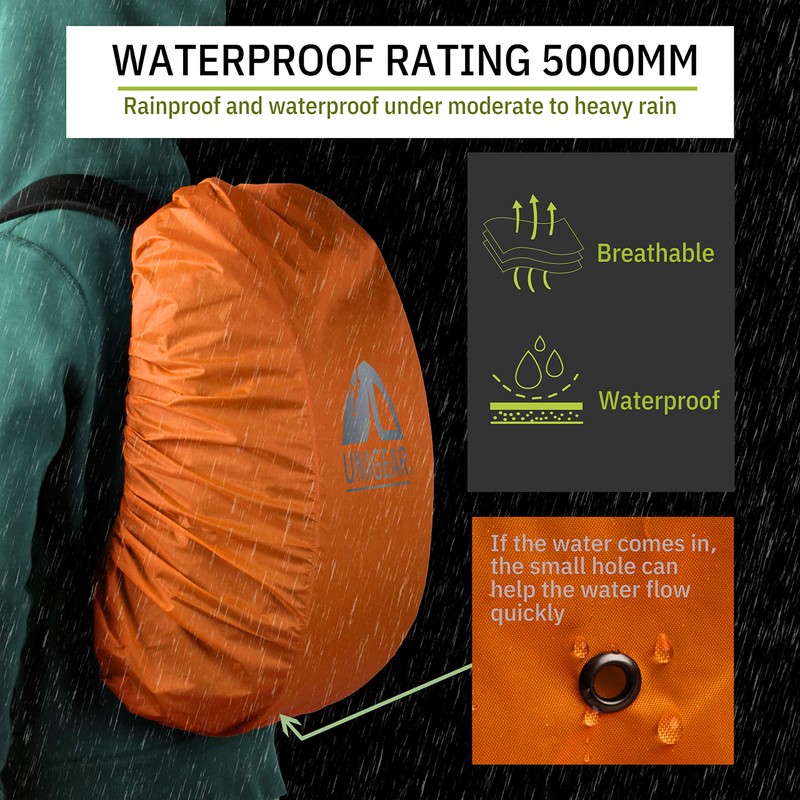 Unigear Rainproof Backpack Cover, 10-90L Waterproof Dustproof Durable Abrasion Resistant
