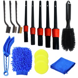 15 Pcs Car Detailing Brush Kit,Wheel Brushes Set,Tire Cleaning Brush Detailing Kit,Vent Cleaning Brushes Set for Car Motorcycle Bike Wheels,Engine,Vents,Dashboard