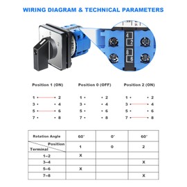 HAOERMEI Changeover Selection Switch,Multi-Transfer Switch AC 550V 20A 3 Positions 8 Terminals, Used Switch Between Shore Power and Solar Inverters for RV, Camper and Boat