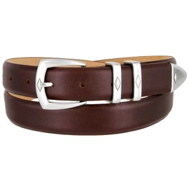 Canyon S5847 Men's Designer Dress Belt Italian Calfskin Leather 1-1/8" (30mm) Wide (Smooth Burgundy, 32)