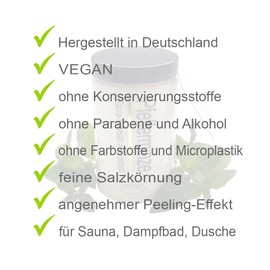 Sauna Salt Peeling Pepper Mint 400g Sea Salt Mint Oil Jojoba Oil Vitamin E For Sauna Shower Steam Bath Vegan Paraben Free