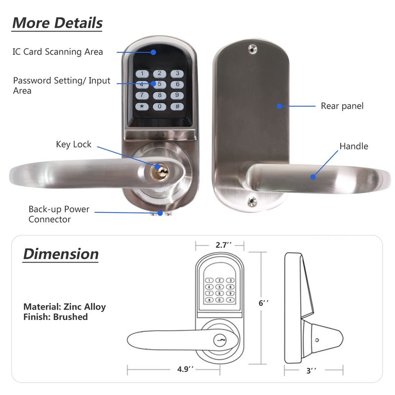 Keyless Entry Door Lock with Left Handle, Auto-Lock Door Locks