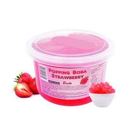 Fanale Popping Boba Pearls for Bubble Tea - 1 lb | Strawberry | Bursting Boba Pearls Bubble 450g | Fruit Juice Flavor for Shakes, Dessert, Smoothie | FPB001-SP450