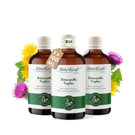 BitterKraft! Original Organic Bitter Substances Drops 3 x 100 ml - According to Hildegard von Bingen - 9 Exquisite Bitter Herbs - Digestive - High Dose Bitter Drops - 100% Natural - Vegan - Made in Germany
