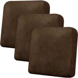Imnopqr Couch Cushion Covers Leather Look Sofa Seat Cushion Covers Stretch Oversized Couch Cover Slipcovers Sets Furniture Protector, Pets Friendly(3PCS XL Sofa Cushion Covers, Dark Brown)