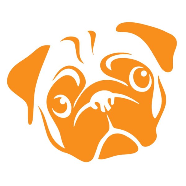 Pug FACE Dog Vinyl Sticker Decals (Pack of 2) for