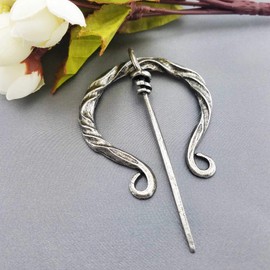 Vintage Silver Tone Viking Norse Fibula Penannular Brooch Cloak Pin For Women Girls