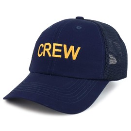 Armycrew Boat Sailor Embroidered Cotton Twill Mesh Back Baseball Cap - Crew Navy