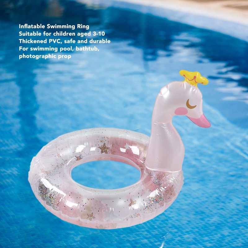 Inflatable Swimming Ring with Sequins Thickened PVC Kids Pool Float