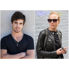 Thunaraz 925 Sterling Silver Cross Necklace for Men Women | 5mm Strong Diamond-Cut Stainless Steel Figaro Link Chain Crucifix Pendant Necklace | 20 Inches Womens Mens Cross Chain Necklace Jewelry