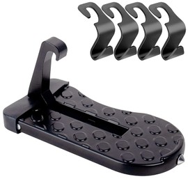 CTDMJ Foldable Car Door Pedal Car Pedal Door Step Running Boards and 4 Car Seats Hooks Car Pedal Aluminium Alloy with Safety Hammer for SUV, RV, Business Car, Family Car (Load 180 kg)