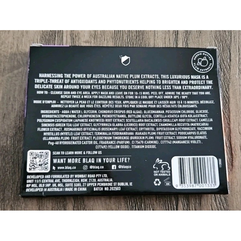 Blaq Kakadu Plumping Eye Mask Pair NEW - 2 Eye