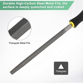 M METERXITY 2-Pack Triangular Metal File 8 Inch, High Carbon Steel File Diamond File Hand File W PVC Grip Handle for Wood/Metal/Ceramic/Glass/Stone/Jewelry/Tile/Model/DIY/Sharpening File