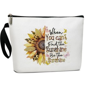 Sunflower Cosmetic Bag Organizer Toiletry Pouch, Leopard Print Makeup Bags for Women Appreciation Gifts for Wife Mother Sister Bestie, Aesthetic Storage Cosmetic Bag with Zipper Travel Accessories -05