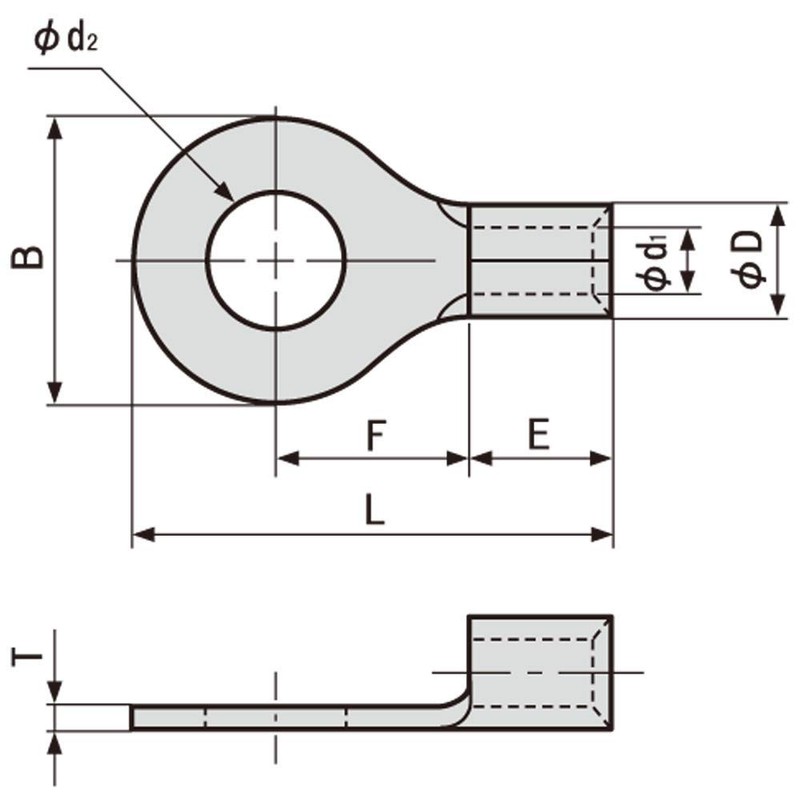 JAPPY Bare Crimp Terminals, Round Terminals (R), 1.25-6 JP (100