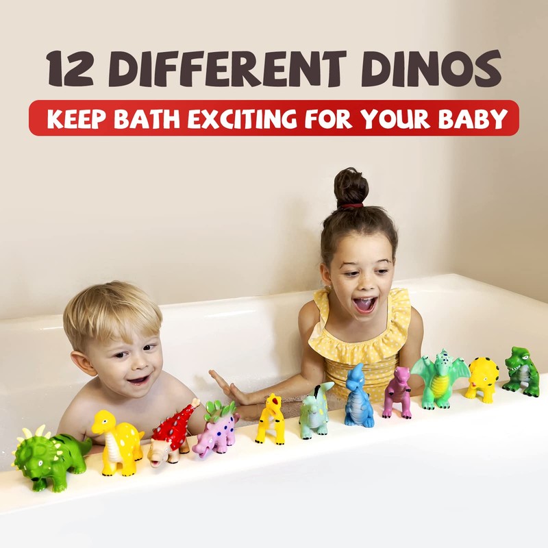 Hely Cancy Dinosaur Bath Toys for Toddler, No Hole Baby
