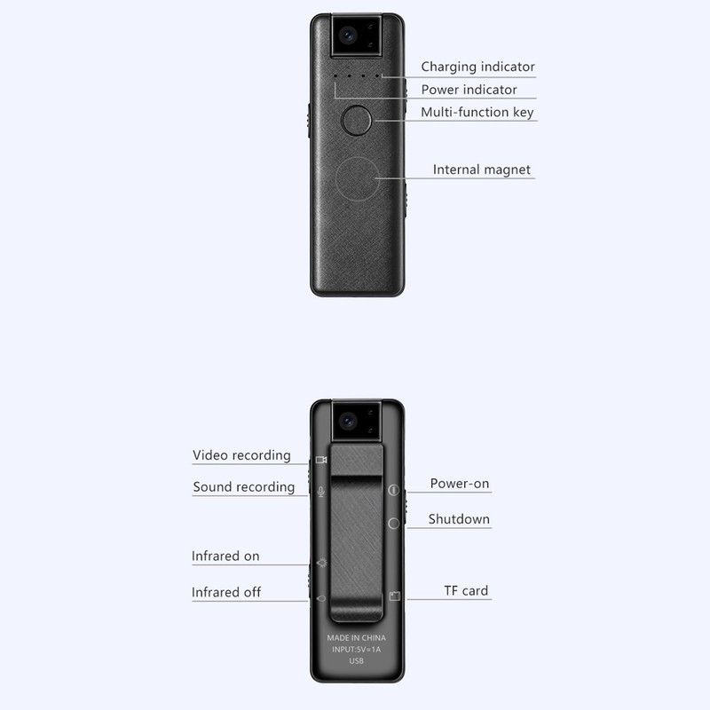 1080P Body Worn Cam Magnet Back Clip Small Wearable Video