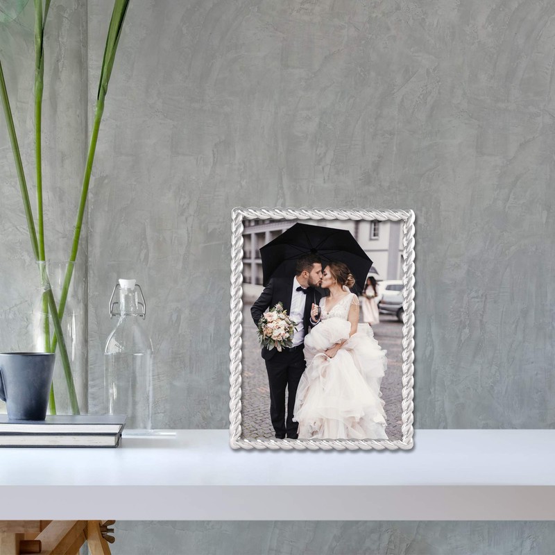 Lawrence Frames Rope Design Metal Frame, 4x6, Silver