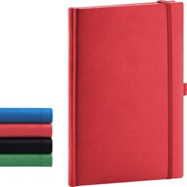 NOTIQUE Dotted Hardback Notebook, Notebook, Journal, Diary with Elastic Band and Pen Holder, 15 x 21 cm, 192 Pages (Red, Polka Dots)