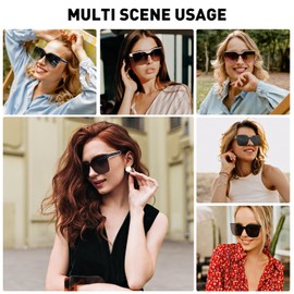 Fozono Square Oversized Sunglasses for Women Retro Vintage Fashion Semi Rimless Trendy Luxury Shades FZN806 White Brown