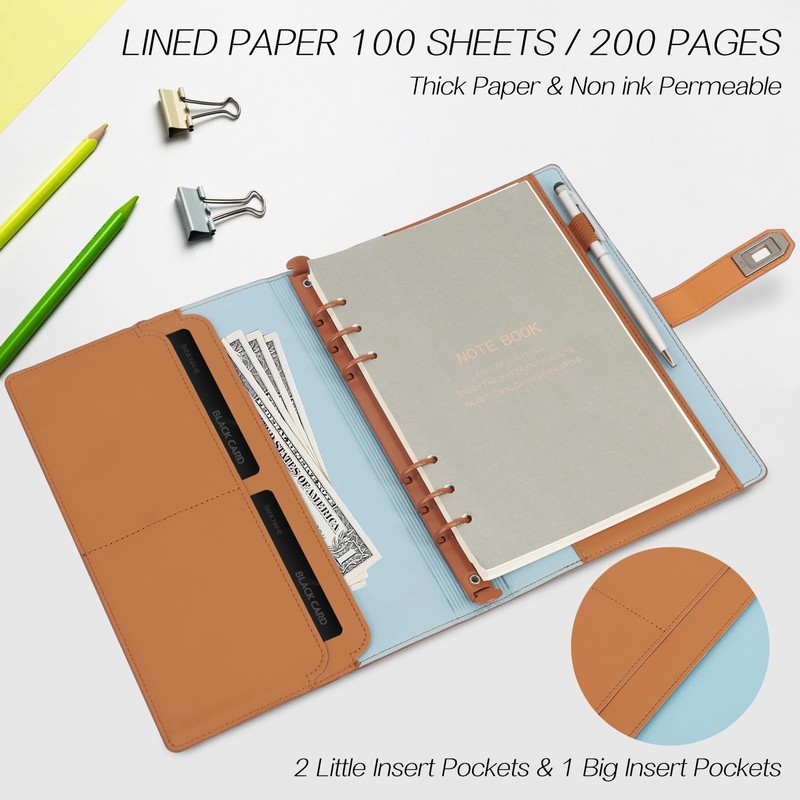 Skycase A5 Binder, A5 Ring Binder, A5 Refillable, PU Leather