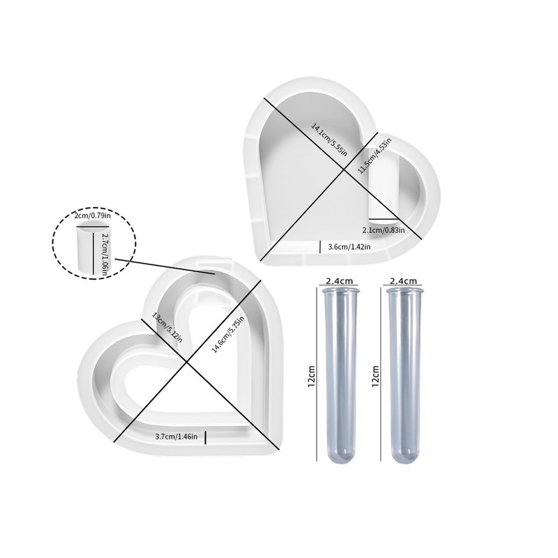Xidmold 2Pcs Heart Vase Resin Molds, Plant Propagation Station Resin
