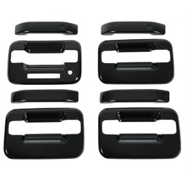 HECASA 4 Door Handle Covers Compatible with 2004-2014 Ford F150 F-150 4 Door with Key Pad Cutout Black