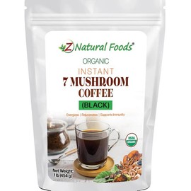 Z Natural Foods Organic Instant 7 Mushroom Coffee (Black) - Z Natural Foods - Support your Health - Healing Mushrooms in a Great Tasting Dark Roast Coffee Beverage. - Size: 1 lb