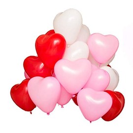 Heart Shape Balloons Mixed Colors Photo Shoot Birthday Wedding Party Festival Event Halloween Christmas (4 Colors 20 Pieces) (4se-xin-20)