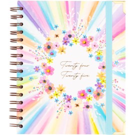 Agenda 2024 2025 September to August - A5 (16.5 x 20.5 cm), Day to Page, Academic Planner, Spanish and English, Side Index with Each Month, Double Wire'o Ring Binding - Takenote Aurora