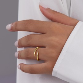 Gold Open Eternity Band Rings for Women, Pinky Thumb Pointer Finger Rings, Hypoallergenic Waterproof Non Tarnish Everyday Jewelry