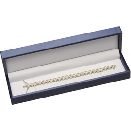 The Jewellery Pak Blue Bracelet Necklace Chain Gift Box Luxury Soft Touch PU Leather Material Long Bracelet Display Storage Box Size 8.75〞(W)*2.28〞(D)*1.45〞(H)